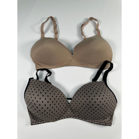 Warner’s Women’s Bra Set 38C Beige & Black Adjustable Strap Everyday Used - Picture 1 of 10
